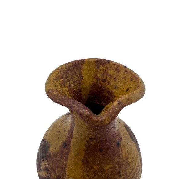 Vtg Studio Art Mini Pitcher Pottery Bud Vase 3 1/2” Neutrals Brown - Picture 6 of 9